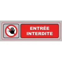 VISO Plaque de signalisation auto-adhésive en plastique couleur aluminium 17 x 5cm - Entrée interdite