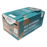 RECYGO Lot de 10 Collecteurs de Papier Kadnabox en carton recyclé Marron Bleu, 20L, L25 x H19 x P28 cm