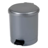 CEP Poubelle à pédale 6 Litres Gamme trio Gris silver en PP recyclable, anse en plastique, D23 x H26 cm