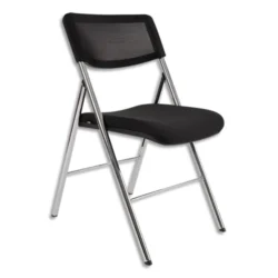 ALBA Chaises Diva pliables Noir, dossier maille et assise en tissu polypropylène, Hauteur 83 cm