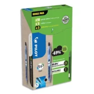 PILOT Pack promo de 10 stylos à pointes moyennes B2P Gel + 10 recharges à -50%. Coloris noir