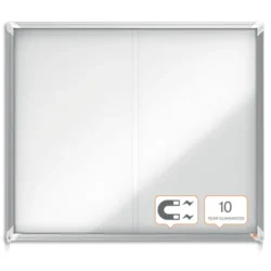 NOBO Vitrine d'affichage magnétique porte coulissante Premium Plus, fermeture à clé, capacité 15 flles,A4