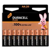 DURACELL Piles alcalines AA Plus 100%, 1,5V LR6 MN1500, lot de 20 piles
