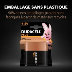 DURACELL Piles alcalines 4,5V Plus 100%, 3LR12, lot de 1 pile