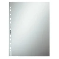 LEITZ Sachet de 100 pochettes perforées A4 en polypropylène 7,5/100eme lisse. Coloris transparent