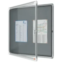 NOBO Vitrine d'affichage porte battante Premium Plus - feutre gris - 6 x A4 - 1915328
