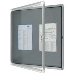 NOBO Vitrine d'affichage porte battante Premium Plus - feutre gris - 6 x A4 - 1915328