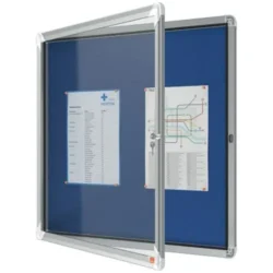 NOBO Vitrine d'affichage porte battante Premium Plus - feutre bleu - 6 x A4 - 1902555