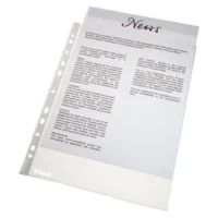 ESSELTE Sachet de 50 pochettes perforées A4 en polypropylène grainé 4.3/100eme. Coloris transparent