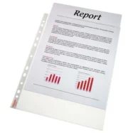 ESSELTE Sachet de 150 pochettes perforées A4 en polypropylène 3,8/100eme grainé. Coloris transparent