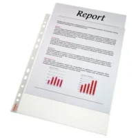 ESSELTE Sachet de 150 pochettes perforées A4 en polypropylène 3,8/100eme grainé. Coloris transparent