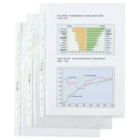 HETZEL Boite de 100 pochettes perforées en polypropylène 5/100eme grainée. Coloris transparent