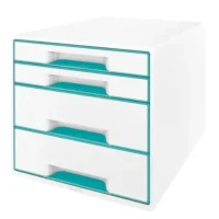 LEITZ Module de classement WOW, 2 petits + 2 grands tiroirs - Dim : L36,3 x H27 x P28,7 cm. Menthe