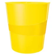 LEITZ Corbeille à papier 15 litres WOW - Dimensions : Ø 29 x H32,4 cm. Finition laquée. Coloris Jaune