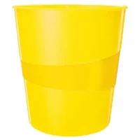 LEITZ Corbeille à papier 15 litres WOW - Dimensions : Ø 29 x H32,4 cm. Finition laquée. Coloris Jaune