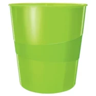LEITZ Corbeille à papier 15 litres WOW - Dimensions : Ø 29 x H32,4 cm. Finition laquée. Coloris vert