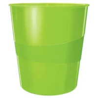 LEITZ Corbeille à papier 15 litres WOW - Dimensions : Ø 29 x H32,4 cm. Finition laquée. Coloris vert