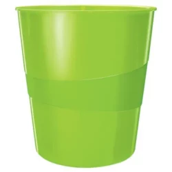 LEITZ Corbeille à papier 15 litres WOW - Dimensions : Ø 29 x H32,4 cm. Finition laquée. Coloris vert