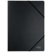 LEITZ Chemise 3 rabats à élastique Re:Cycle carton 430 gr/m². 100% recyclé et recyclable. Coloris noir