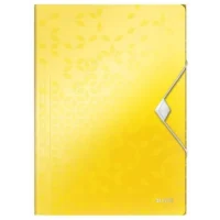 LEITZ Chemise WOW 3 rabats à élastiques, en carte pelliculée, coloris jaune