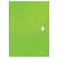 LEITZ Chemise WOW 3 rabats à élastiques, en carte pelliculée, coloris vert