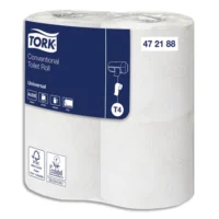 TORK Colis de 12 paquets de 4 rouleaux Papier toilette traditionnel Universal Blanc 2 plis 200 feuilles