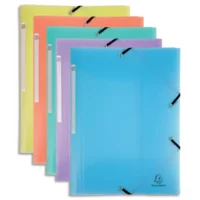 EXACOMPTA Chemise 3 rabats à élastique CHROMALINE en polypropylène 5/10e. Coloris assortis pastel