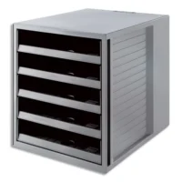 HAN Module de classement 5 tiroirs ouverts. Jusqu'au format A4+. Dim (lxhxp): 27,5x32x33 cm. Coloris gris