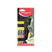 MAPED Blister de 3 surligneurs FLUO'PEPS DUO : Coloris assortis fluo