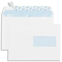 GPV Boîte de 500 enveloppes vélin Blanc 80g C5 162x229mm auto-adhésives avec fenêtre 45x100mm