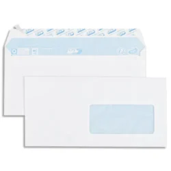 GPV Boîte de 500 enveloppes vélin Blanc 80g DL 110x220mm auto-adhésives avec fenêtre 45x100mm