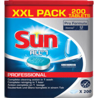 SUN PROFESSIONAL Boîte de 200 tablettes pour lave vaisselle tout en un maxi pack