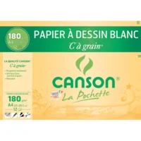 CANSON Pochette de 12 feuilles de papier dessin C A GRAIN 180g A4 Ref-27107