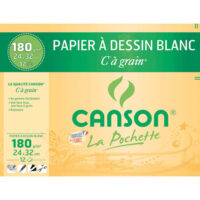 CANSON Pochette de 12 feuilles 24x32cm papier dessin Blanc C A GRAIN 180g
