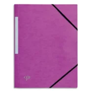 PERGAMY Chemise 3 rabats monobloc à élastique en carte lustrée 5/10e, 390g. Coloris Violine.