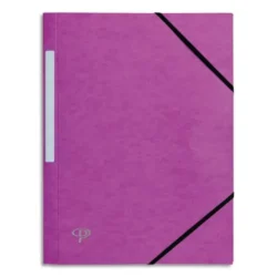 PERGAMY Chemise 3 rabats monobloc à élastique en carte lustrée 5/10e, 390g. Coloris Violine.