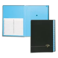 PERGAMY Trieur alphabétique 25 compartiments, couverture rigide plastifiée en PVC noir