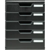 EXACOMPTA Module de classement 5 tiroirs format A4+ Dimensions L28,8 x H32 x P35 cm ECOBlack Noir