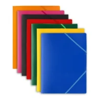 Chemise 3 rabats + élastiques 24x32cm en polypropylène opaque 5/100°. Dos 4cm. 10 coloris