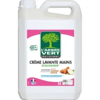 L'ARBRE VERT Bidon de 5 Litres Crème lavante mains parfumée à la Pêche sans colorant Ecolabel