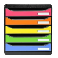 EXACOMPTA Module de classement 5 tiroirs BIG BOX - Dim : L27,8 x H27,1 x P34,7 cm. Coloris Noir/arlequin.