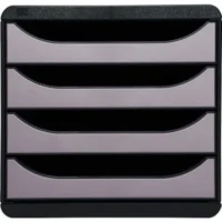 EXACOMPTA Module de classement 4 tiroirs BigBox Noir/Argent