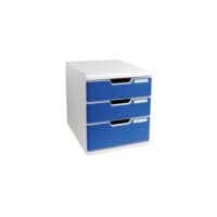 EXACOMPTA Module de classement 3 tiroirs Gris/Bleu Modulo