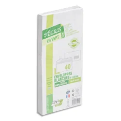 GPV paquet de 40 enveloppes recyclées extra Blanches Erapure, format DL 110x220mm fenêtre 45x100mm 80g