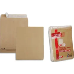 GPV paquet de 50 pochettes kraft brun auto-adhésif, format 24 260x330mm soufflet 30mm120g