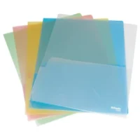 ESSELTE Sachet 5 chemises double poche assortis en PP 18/100e. 2 pochettes feuilles A4 ou 1 feuille A3.