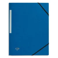 PERGAMY Chemise 3 rabats monobloc à élastique en carte lustrée 5/10e, 390g. Coloris Bleu foncé.