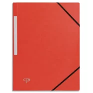 PERGAMY Chemise 3 rabats monobloc à élastique en carte lustrée 5/10e, 390g. Coloris Rouge.