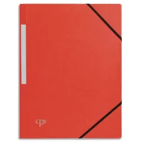 PERGAMY Chemise 3 rabats monobloc à élastique en carte lustrée 5/10e, 390g. Coloris Rouge.