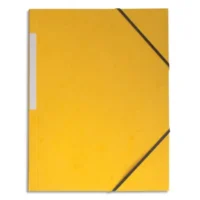 PERGAMY Chemise simple à élastique en carte lustrée 5/10eme 390g. Coloris Jaune. Dimensions 24x32cm